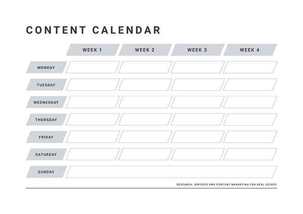 Real estate content calendar