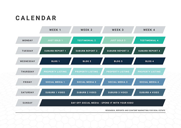 Complete Real estate content calendar 