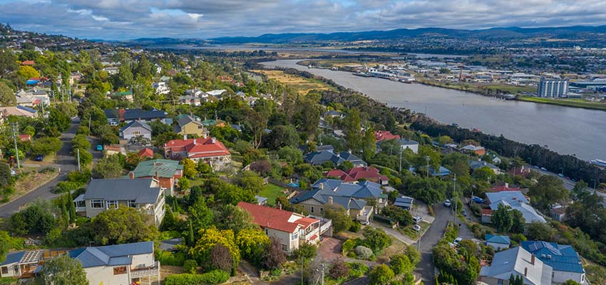 Tasmania suburbs aerial reb