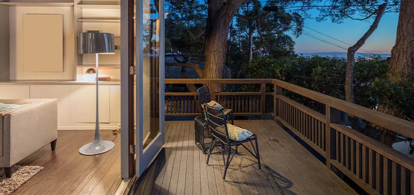 Wooden balcony deck