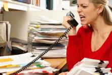 stressed woman shouting phone